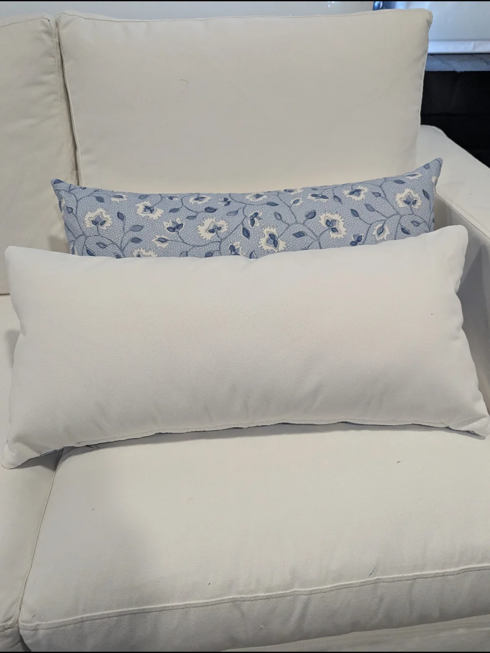Blue Floral Lumbar Pillow Pair